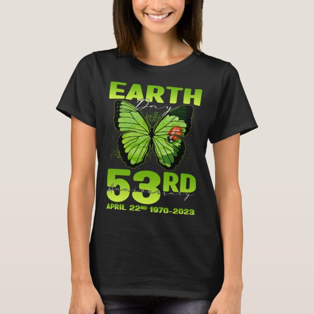 Camiseta Earth Day 53rd Anniversary Silhouette Of Butterfly (Frente)