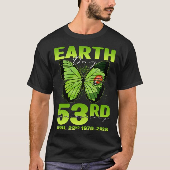 Camiseta Earth Day 53rd Anniversary Silhouette Of Butterfly (Frente)