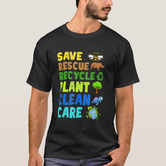 Camiseta Earth Day Environmental Protection Save Bees Rescu (Frente)