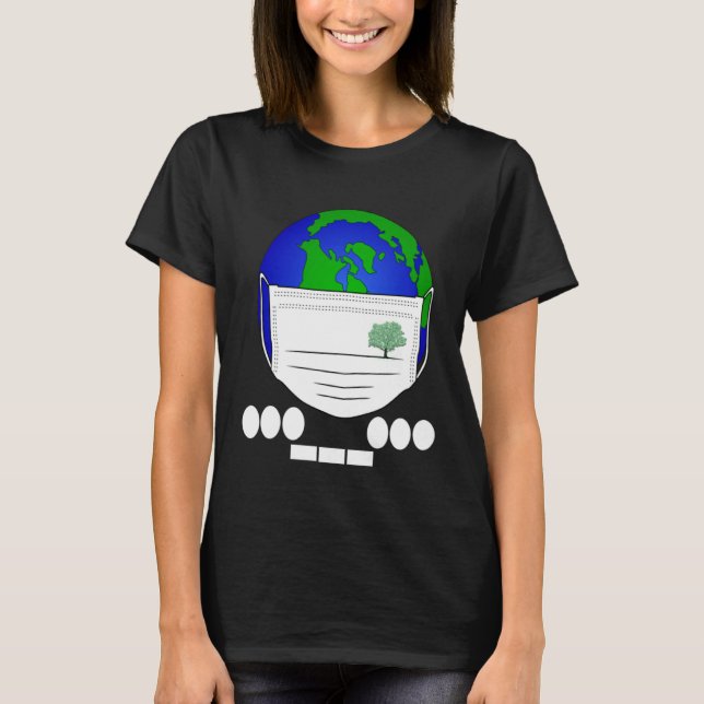 Camiseta Earth Day Morse S.O.S Code Planet Face Mask Plant  (Frente)