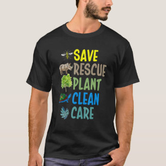 Camiseta Earth Day Save rescue Plant Clean Care Turtle Anim