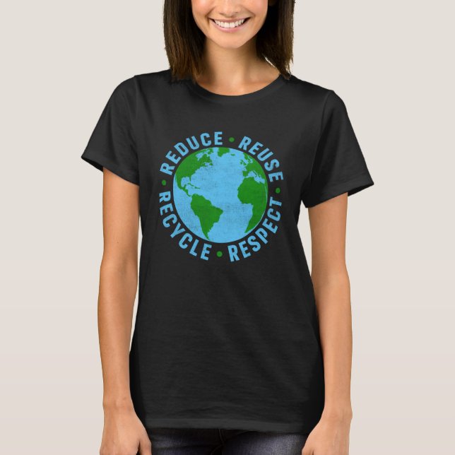 Camiseta Earth Day Teacher Environment Reduce Reuse Recycle (Frente)