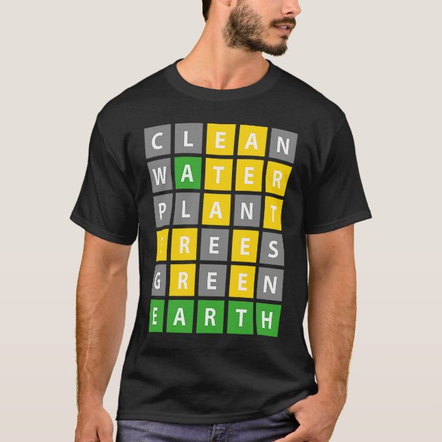 Camiseta Earth Day Word Game Clean Water Plant Trees Enviro (Frente)