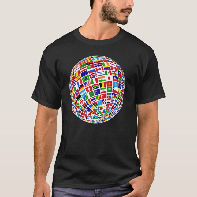Camiseta Earth Globe World Flags The Countries of the World (Frente)