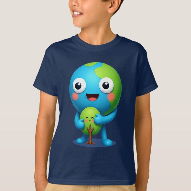 Camiseta Earth Hugging Tree T-Shirt Cute Planet (Frente)