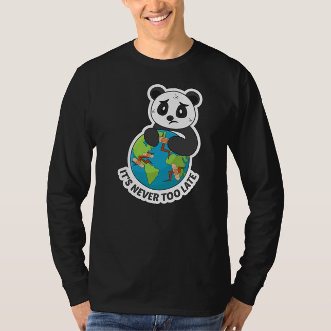 Camiseta Earth Panda Slogan Design para o Meio Ambiente (Frente)