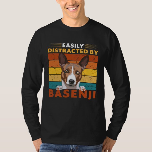 Camiseta Easily Distracted by Basenji  My Dogs are My Cardi (Frente)