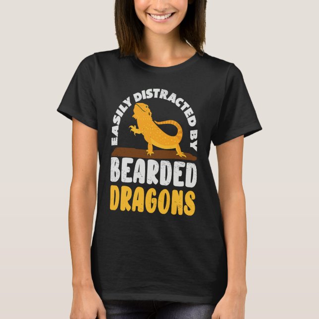 Camiseta Easily Distracted by Bearded Dragon Lizard Reptile (Frente)