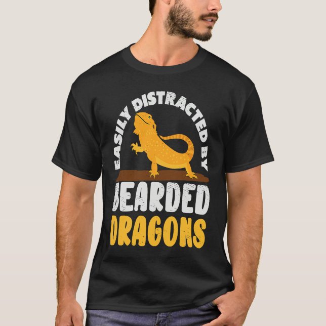 Camiseta Easily Distracted by Bearded Dragon Lizard Reptile (Frente)