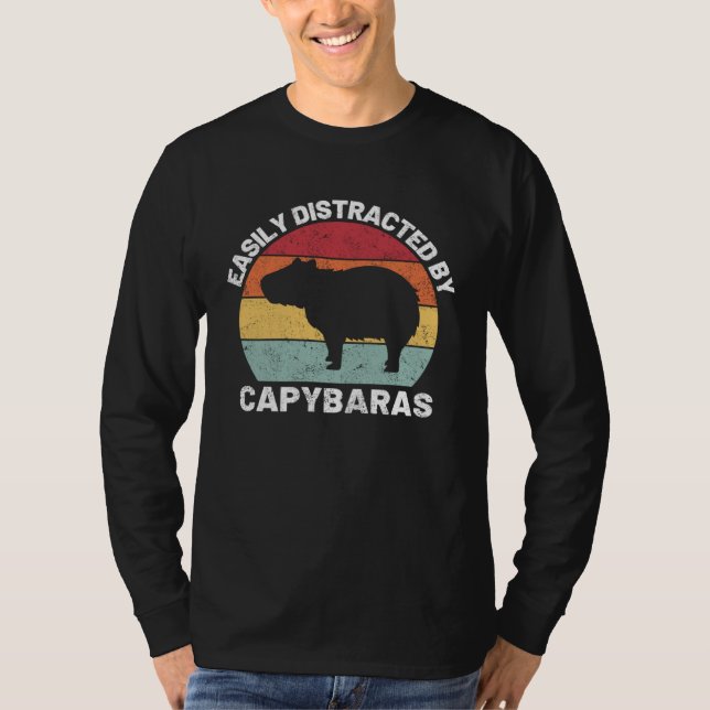 Camiseta Easily Distracted By Capybara Retro Capybara (Frente)
