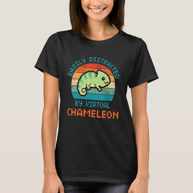 Camiseta Easily Distracted By Chameleon Funny Virtual pets  (Frente)