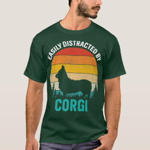 Camiseta Easily Distracted By Corgi Distressed Vintage Retr
