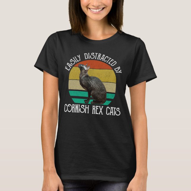 Camiseta Easily Distracted By Cornish Rex Cats (Frente)