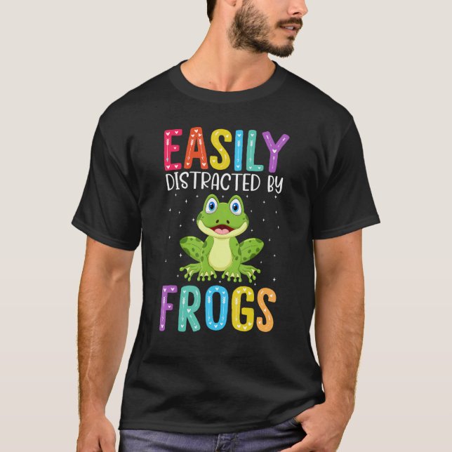 Camiseta Easily Distracted By Frogs  Frog (Frente)