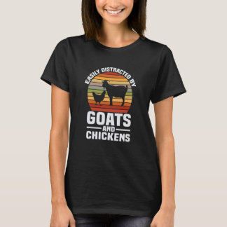 Camiseta Easily Distracted By Goats And Chickens Retro Vint