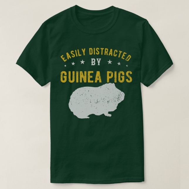 Camiseta Easily distracted by Guinea pigs 148 (Frente do Design)