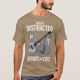 Camiseta Easily Distracted by Guitars and CatsCat & Guitar