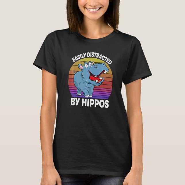 Camiseta Easily Distracted By Hippo  Women Hippopotamus Par (Frente)