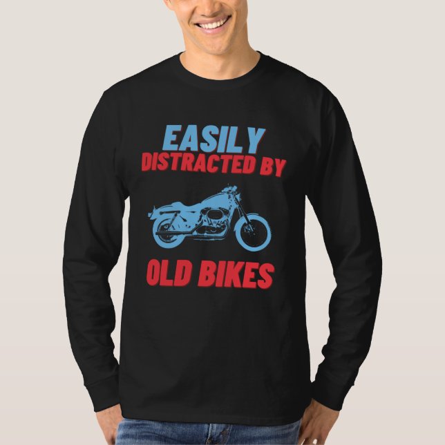 Camiseta Easily Distracted by Old Bikes  American Motorcycl (Frente)