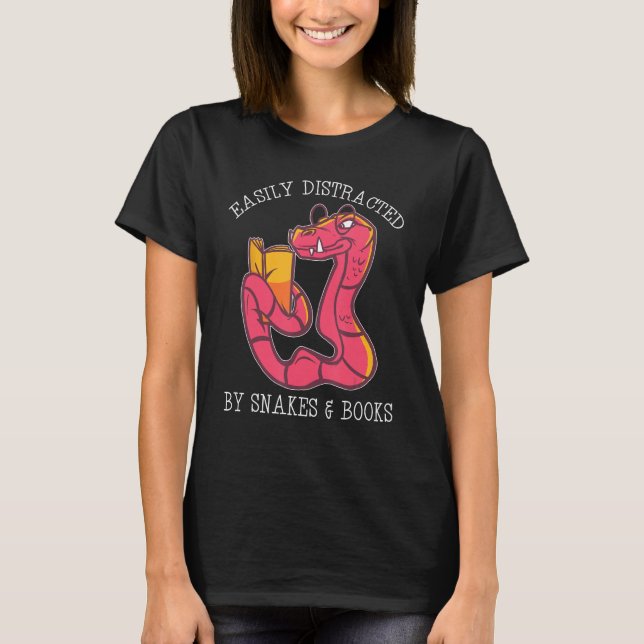 Camiseta Easily Distracted By Snake And Books Python Viper  (Frente)