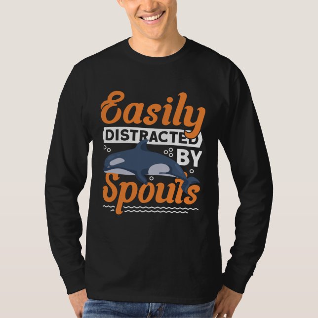Camiseta Easily Distracted By Spouts Cetacean Whale Watchin (Frente)
