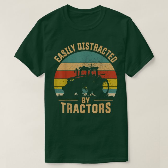 Camiseta Easily Distracted By Tractors Farmer Tractor Funny (Frente do Design)