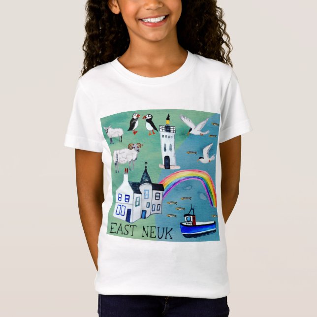 Camiseta EAST NEUK Fife Scotland Watercolor Map Art (Frente)