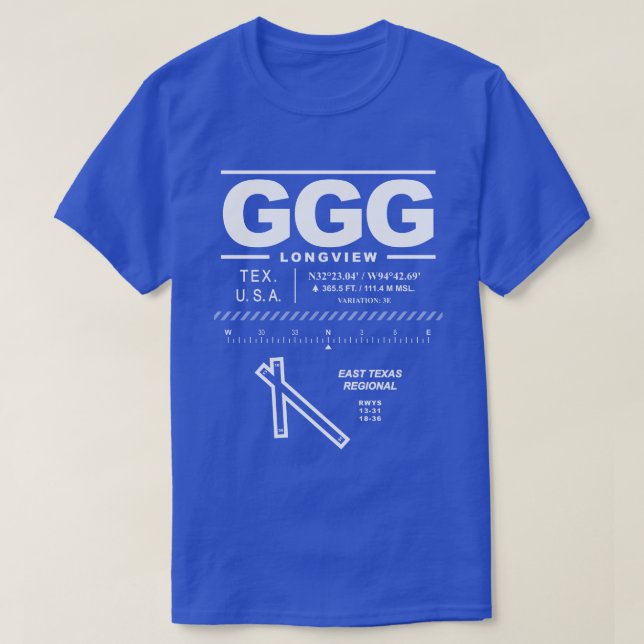 Camiseta East Texas Regional Airport GGG (Frente do Design)