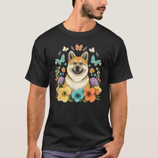 Camiseta Easter Akita Inu Bunny Eggs Dog on Easter Akita In (Frente)
