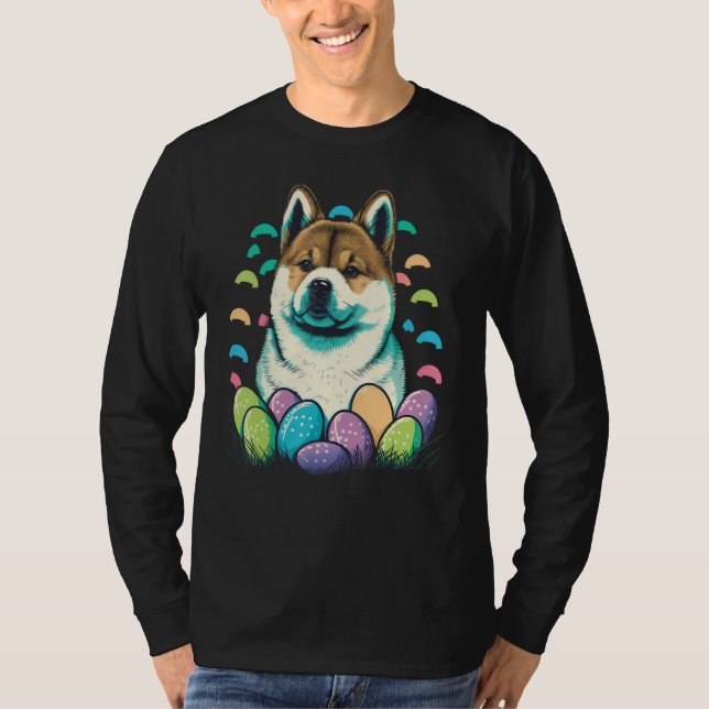 Camiseta Easter Akita Inu Bunny Eggs Dog on Easter Akita In (Frente)