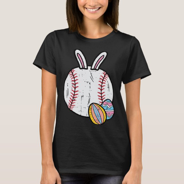 Camiseta Easter Baseball Bunny Sports Men Boys Kids Toddler (Frente)