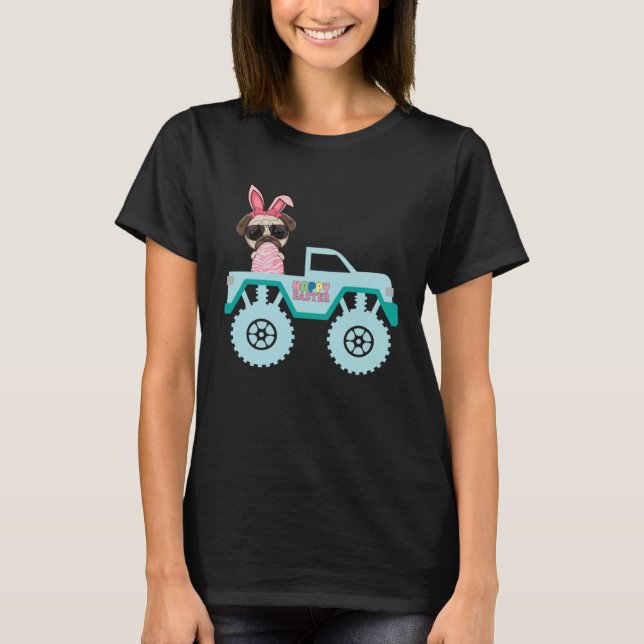 Camiseta Easter Bearded Dragon Bunny Riding Monster Truck T (Frente)