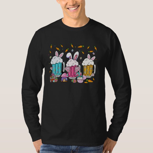 Camiseta Easter Beer Glasses Bunny Ears Alcohol Drinking Pa (Frente)