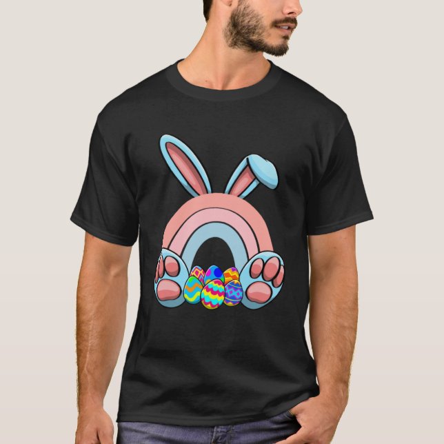 Camiseta Easter Bunnies Rainbow Nature Women Easter Day Egg (Frente)