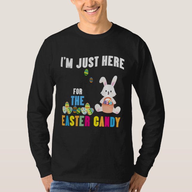 Camiseta Easter Bunny I m Just Here For Easter Candy Kids B (Frente)