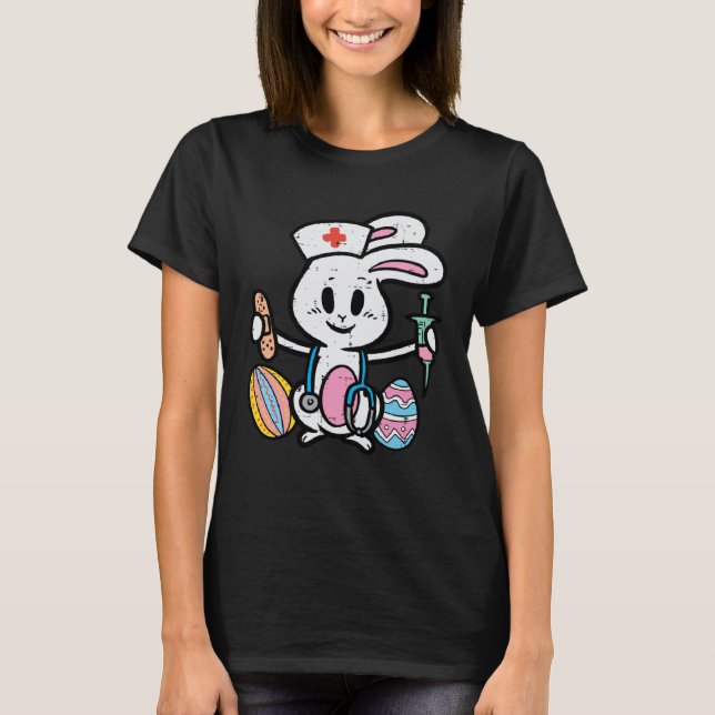 Camiseta Easter Bunny Nurse Stethoscope Cute Rabbit Scrub T (Frente)