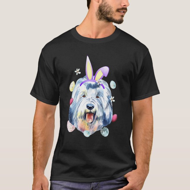 Camiseta Easter Bunny Old English Sheepdog Rabbit Ears 3 (Frente)