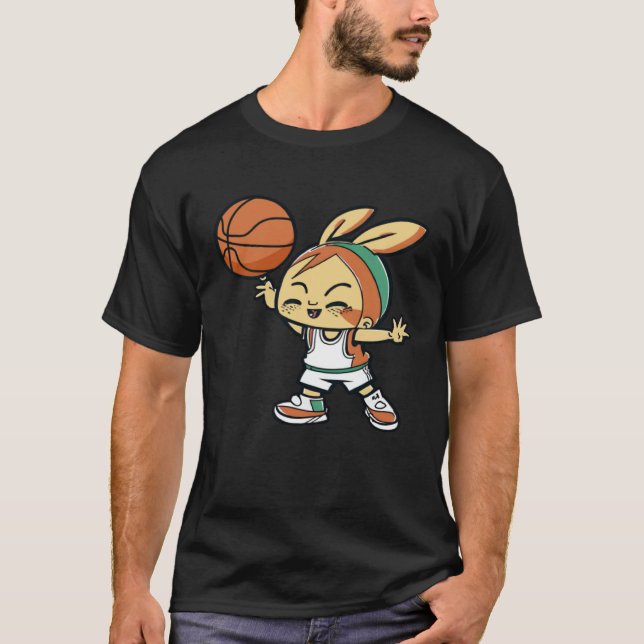 Camiseta Easter Bunny Playing Basketball Basketball Easter (Frente)