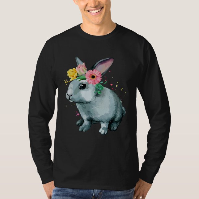 Camiseta Easter Bunny Rabbit Happy Flower Graphic (Frente)