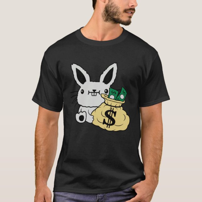 Camiseta Easter Bunny With Money In A Bag Cute Rich Rabbit (Frente)