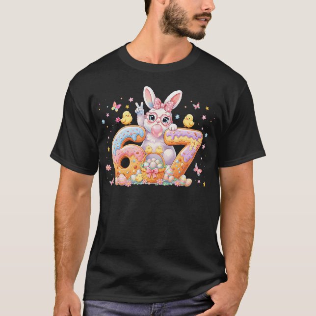Camiseta Easter Day 67 Cute Rabbit Bunny Six Seven Meme (Frente)