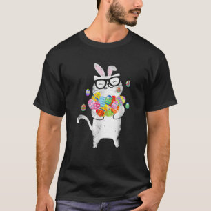 Camiseta Easter Day Cat Rabbit Ears With Egg Boys Girls Kid