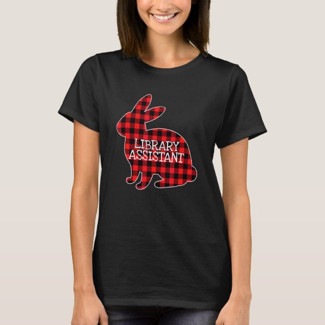 Camiseta Easter Day Costume Red Plaid Bunny Graphic Library (Frente)