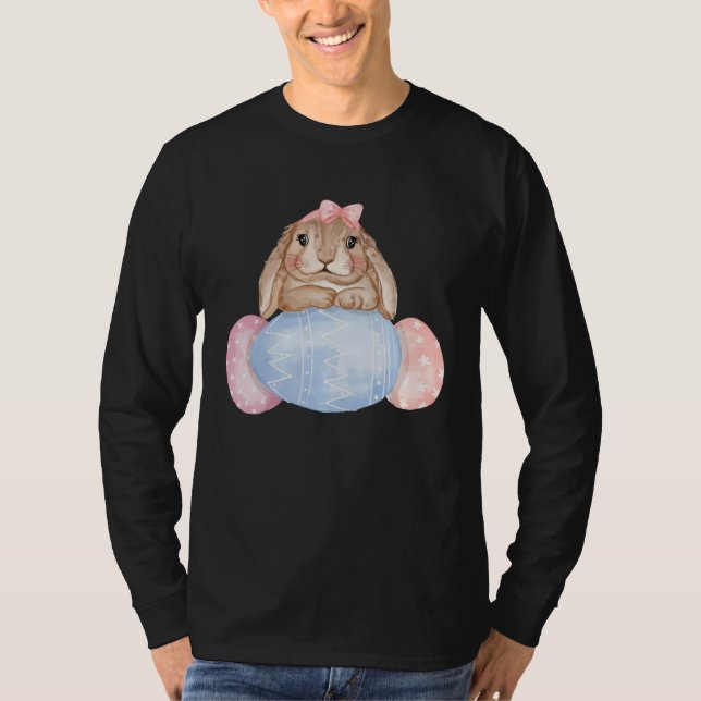 Camiseta Easter day Cute Easter Bunny Holding Easter Eggs f (Frente)