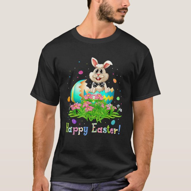 Camiseta Easter Day Egg And Bunny Rabbit Happy Easter (Frente)