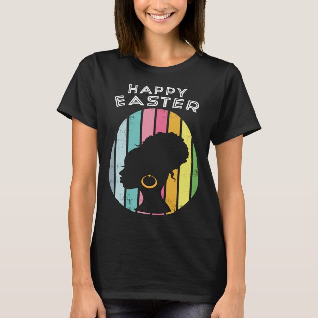 Camiseta Easter Day Egg Hunting and Afro Bun african americ (Frente)