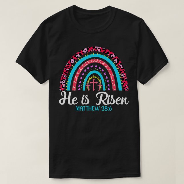 Camiseta Easter Day He is Risen Easter Women Men Kids Love  (Frente do Design)