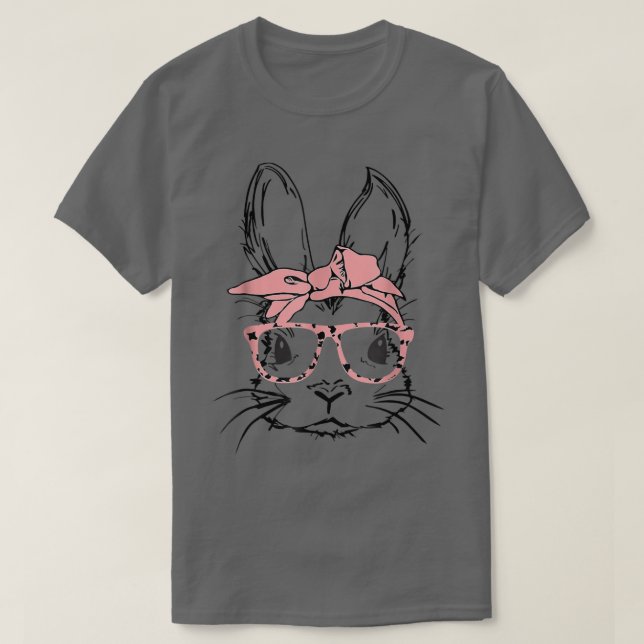Camiseta Easter Day Leopard Bunny Glasses Eggs Cute Rabbit  (Frente do Design)