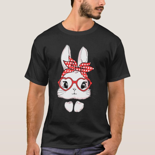 Camiseta Easter Day Leopard Bunny Glasses Eggs Cute Rabbit (Frente)