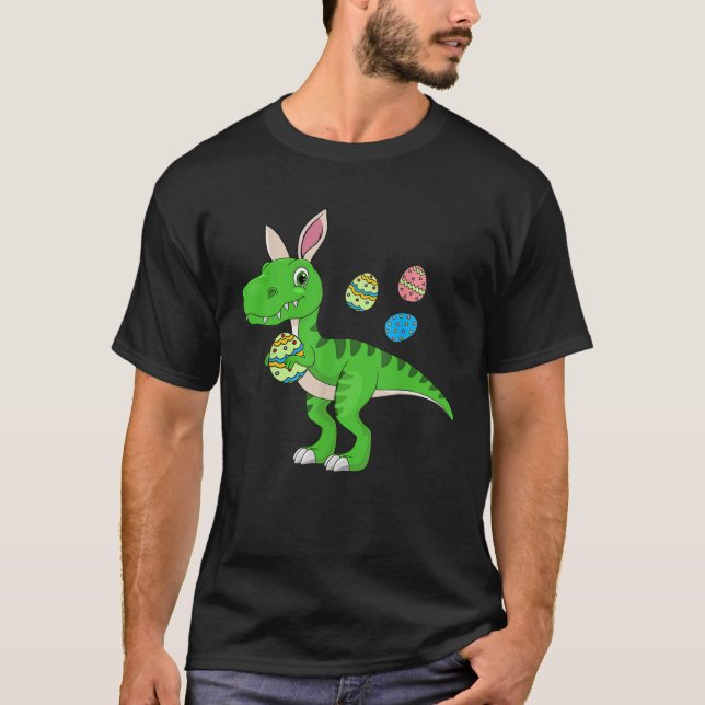 Camiseta Easter Dinosaur Boys Kids Bunny Easter Basket Stuf (Frente)